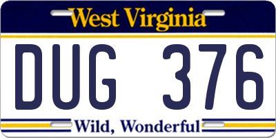 WV license plate DUG376