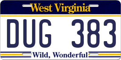 WV license plate DUG383
