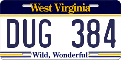 WV license plate DUG384