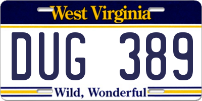 WV license plate DUG389