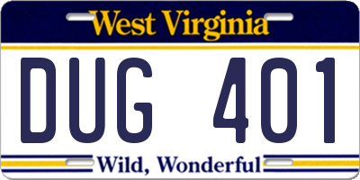 WV license plate DUG401