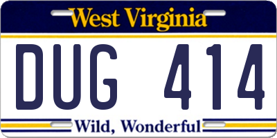 WV license plate DUG414
