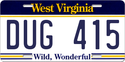 WV license plate DUG415