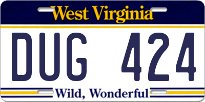 WV license plate DUG424