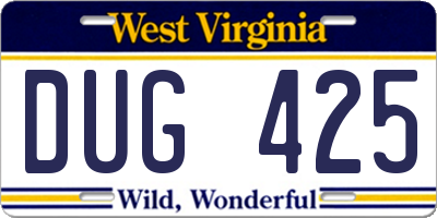 WV license plate DUG425