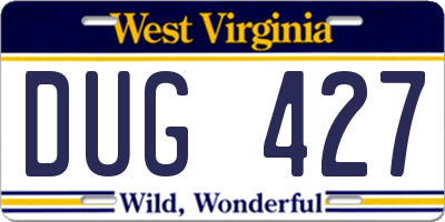 WV license plate DUG427