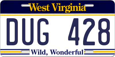 WV license plate DUG428