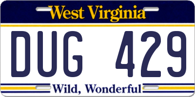 WV license plate DUG429