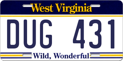 WV license plate DUG431