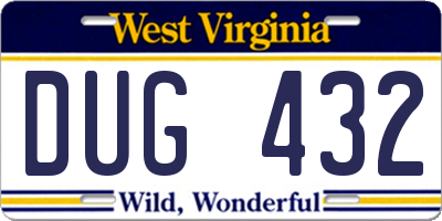 WV license plate DUG432