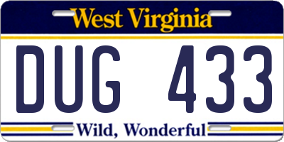 WV license plate DUG433