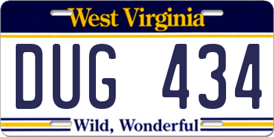 WV license plate DUG434