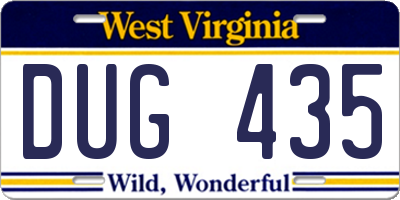 WV license plate DUG435