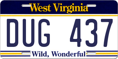 WV license plate DUG437
