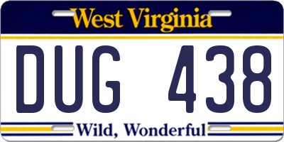 WV license plate DUG438