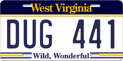 WV license plate DUG441