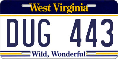 WV license plate DUG443