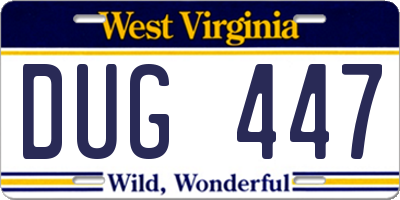 WV license plate DUG447