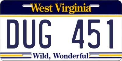 WV license plate DUG451