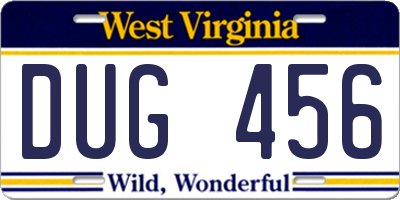 WV license plate DUG456