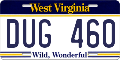 WV license plate DUG460