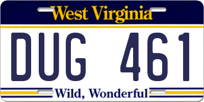 WV license plate DUG461