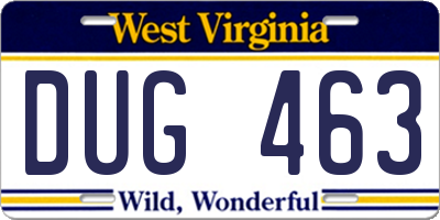 WV license plate DUG463
