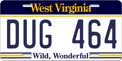 WV license plate DUG464