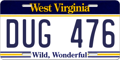 WV license plate DUG476