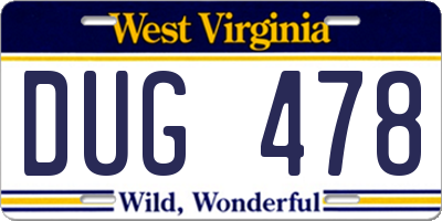 WV license plate DUG478