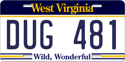 WV license plate DUG481