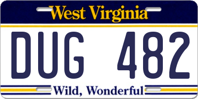 WV license plate DUG482