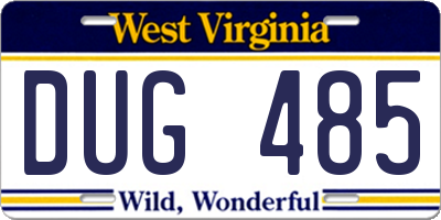 WV license plate DUG485
