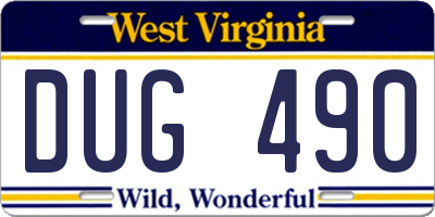 WV license plate DUG490