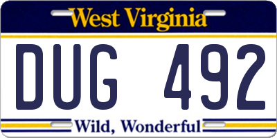 WV license plate DUG492