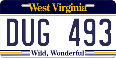 WV license plate DUG493