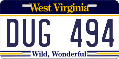 WV license plate DUG494