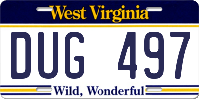 WV license plate DUG497