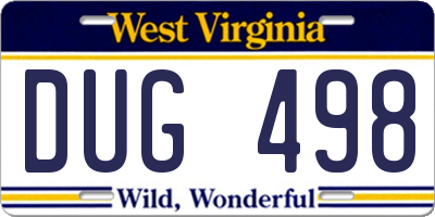 WV license plate DUG498