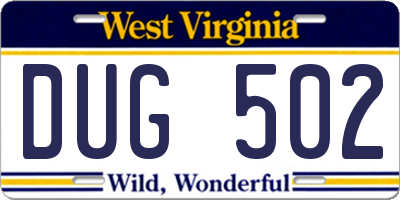 WV license plate DUG502