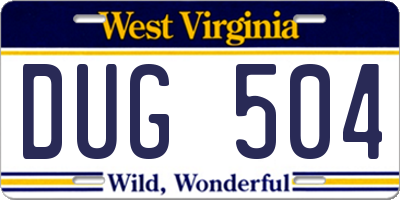 WV license plate DUG504