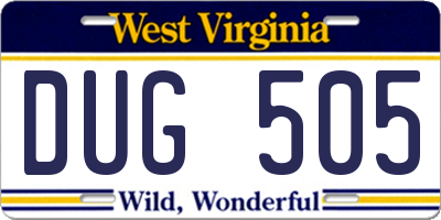 WV license plate DUG505