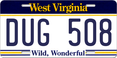 WV license plate DUG508