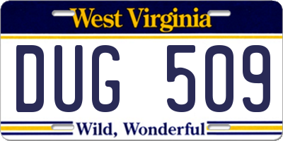 WV license plate DUG509