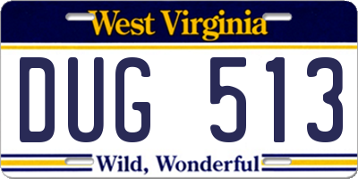 WV license plate DUG513