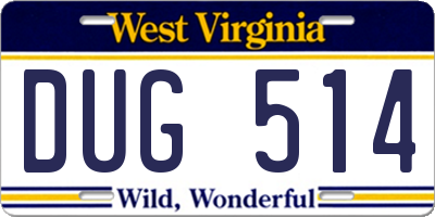 WV license plate DUG514