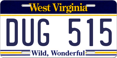 WV license plate DUG515