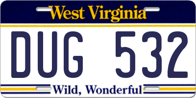 WV license plate DUG532