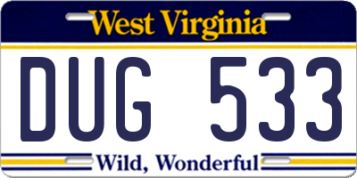 WV license plate DUG533