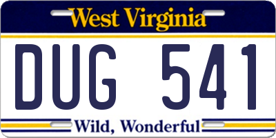 WV license plate DUG541